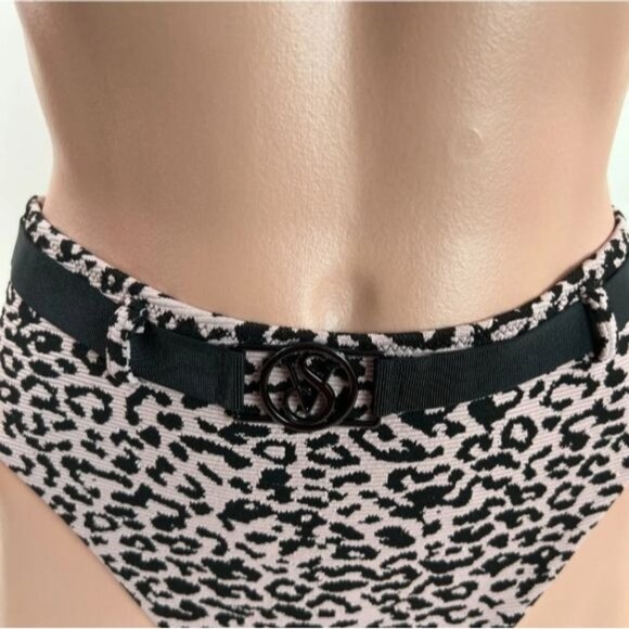 Victoria Secret Pinkb high waistedBlack cheetah print bikini Size Medium - Picture 2 of 10